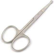 4.5" Curved Mustache Nose Ear Beard Hair Remover Scissors Trimmer Safety Tips