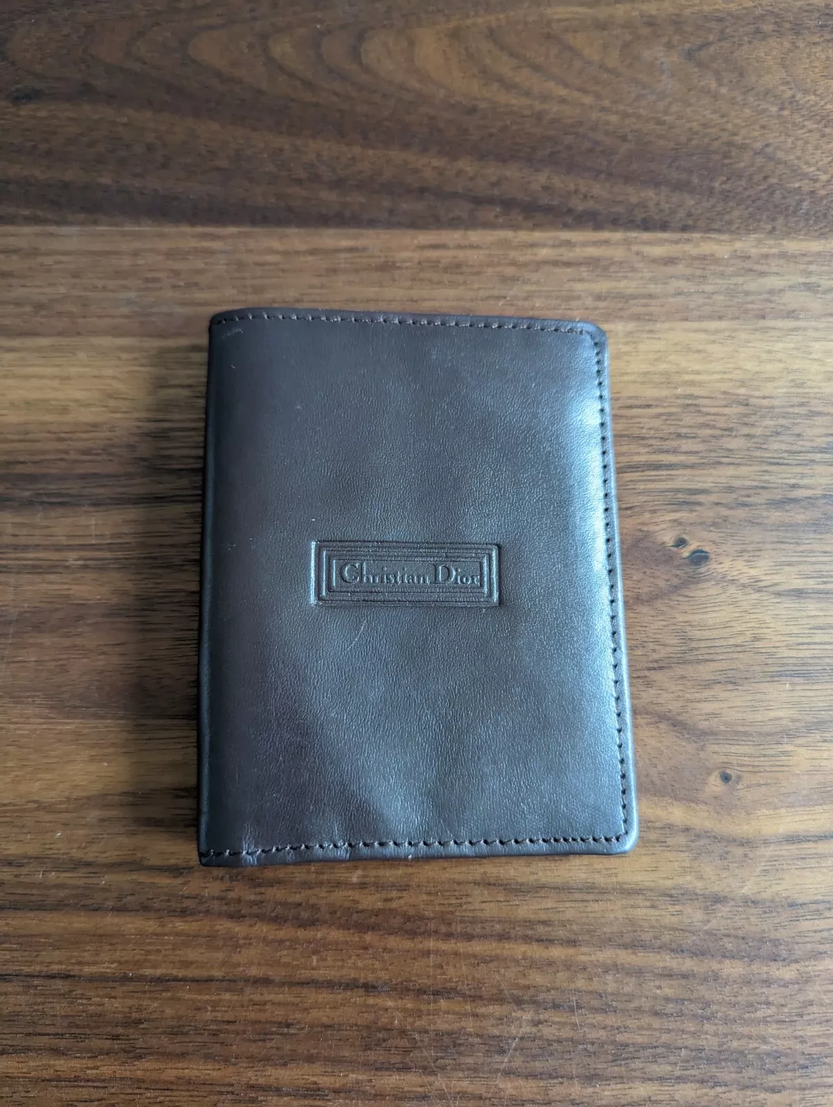 Portefeuille homme vintage Christian Dior en cuir marron fin pliant designer classique