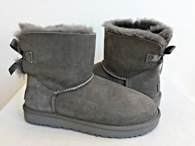 UGG CLASSIC MINI BAILEY BOW II GREY GRAY BOOT US 11 / EU 42 / UK 