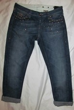 MOSCHINO LOVE studded crop boyfriend designer jeans 26