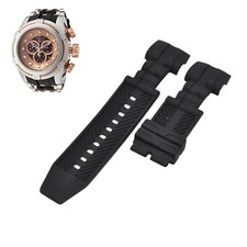 Bolt 0829 26mm Black Rubber Watch Strap For Invicta