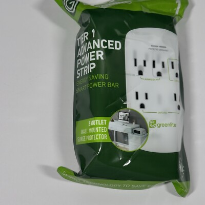 Greenlite 5 Outlet Advanced Power Strip Tier 1 Wall Mount Smart Surge Protector