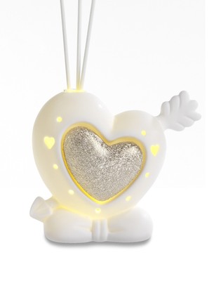6 Stück Duft Bonboniere Herz 10,6 cm aus Porzellan mit Licht und Geschenkbox