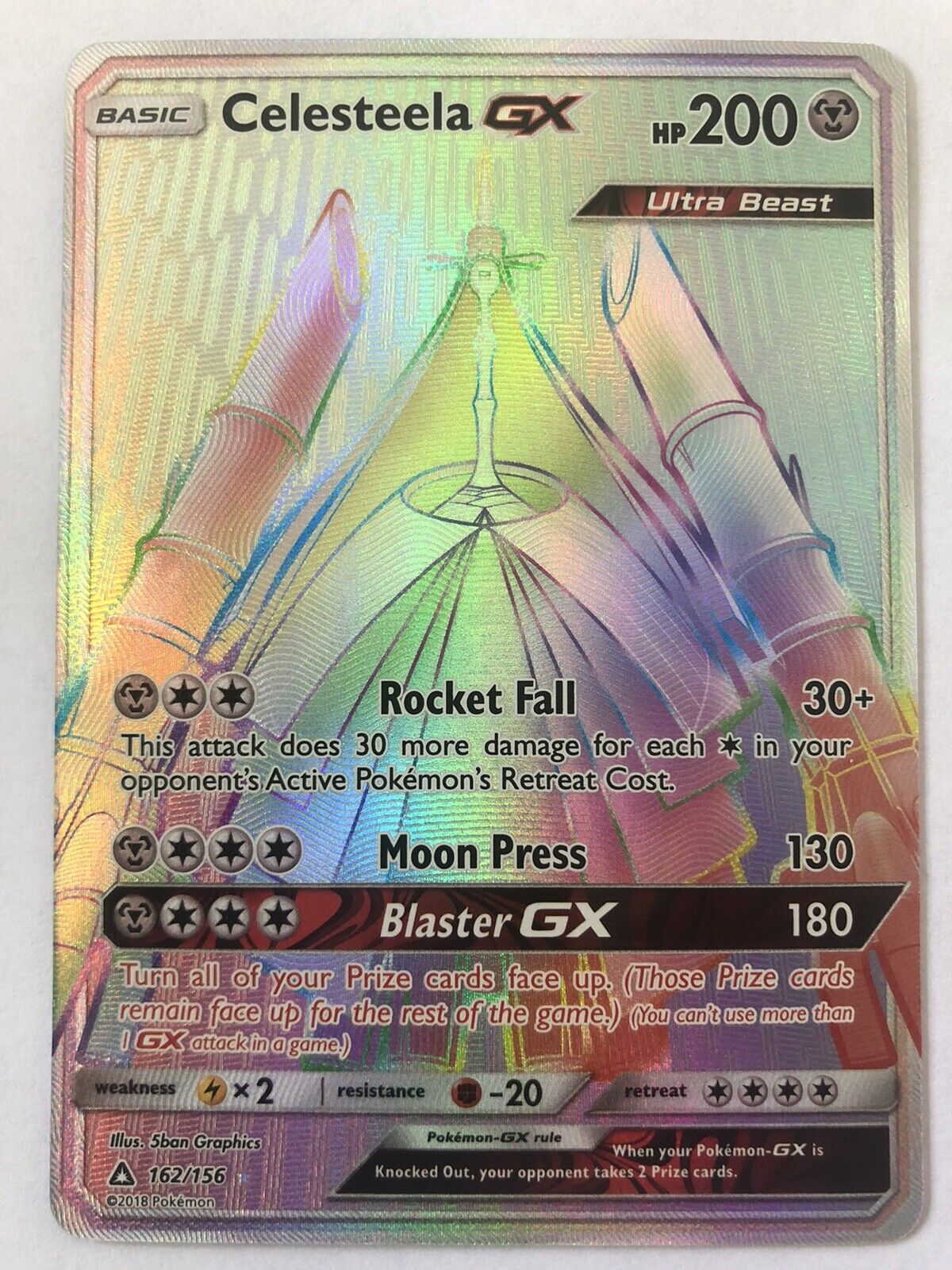 Pokemon GRADED Card - PSA 9: CELESTEELA GX #162 - FULL ART (SUN