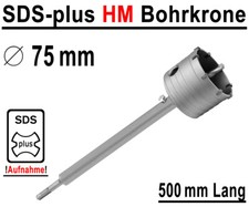 SDS-plus HM Bohrkrone Ø 75mm x 500mm Dosenbohrer Kernbohrer Hartmetall Lochsäge