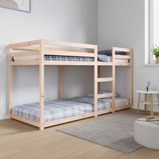 Image of Bunk Bed Bedroom Kids Bed Frame Children Twin Sleeper Solid Wood Pine Tanburo