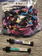 Loops  Thread Lot 86 Multicolor Yarns Plus 2 Czech Glass Bead Containers