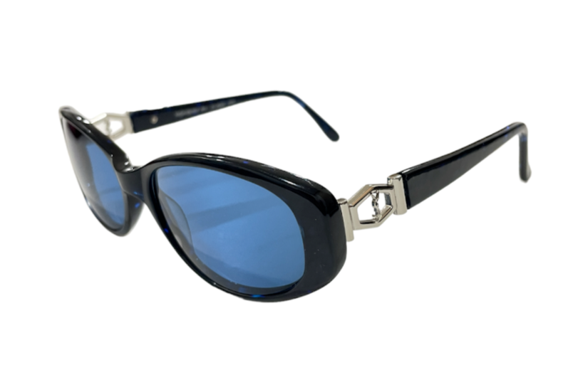 Occhiali da sole vintage Yves Saint Laurent ovali Giappone autentici blu tartaruga 310037