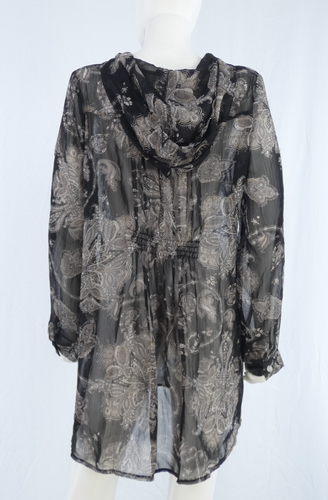 Hooded Chiffon Tunic Blouse Mini Dress Sheer Beach Cover Up Millenium One Size - Picture 9 of 12