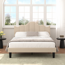 Twin/Full/Queen Size Platform Bed Frame with Upholstered Adjustable Headboard