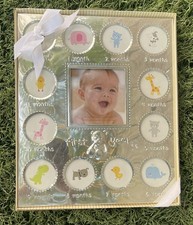 BRAND NEW Carter  s My First Year Silver Picture Frame Newborn To 1 Year Old