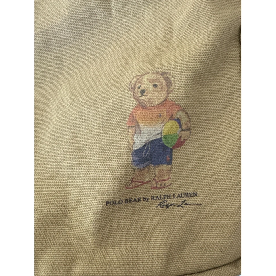 Polo Bear by Ralph Lauren Beach Bear 100% cotton Crossbody Tote Bag Brown - Image 3 of 4