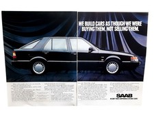 1991 Saab 9000 Car Ad Vintage Two Page Automobile Print