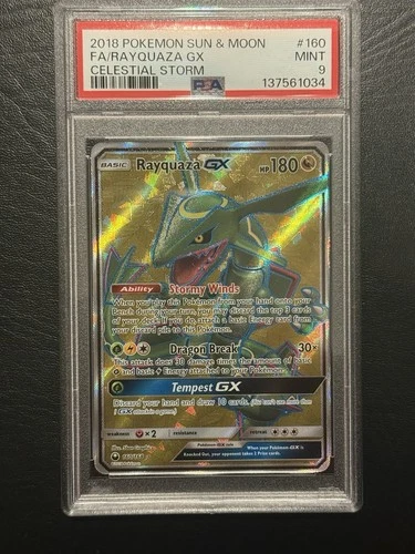 Rayquaza GX 160/168 Full Art Holo PSA 9 - Pokémon TCG 2018 Celestial Storm