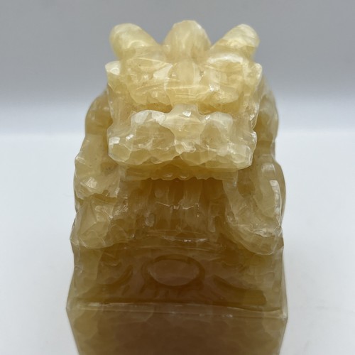 Asiatischer Drache Ornament - geschnitzter Halbedelstein gelber Stein - chinesisch/japanisch - 9 cm - Bild 16 von 20