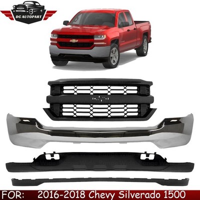 Front Bumper Chrome & Grille Assembly Kit For 2016-2018 Chevy Silverado 1500