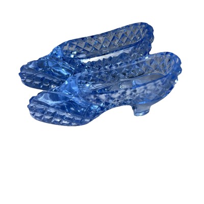 Beautiful Vintage Cinderella Blue Crystal Glass Slippers Made In Slovakia MINT!