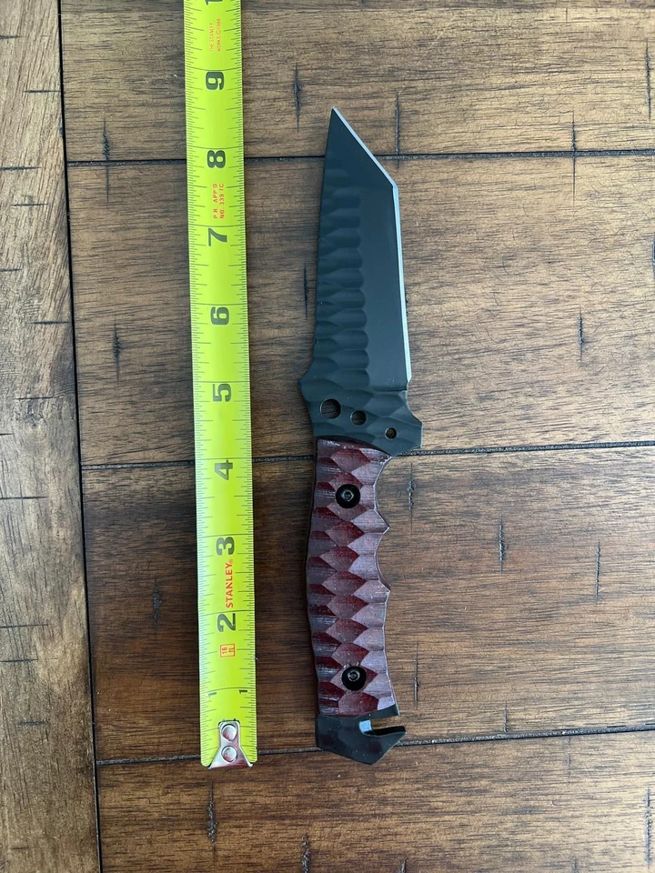 CUSTOM HANDMADE HAMMERED D2 HANDLE TANTO LEATHER SHEATH 65 - Image 3 of 4