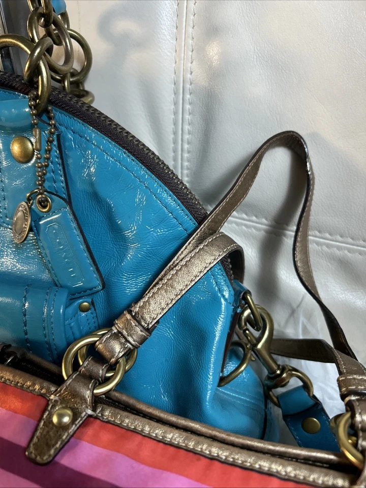 COACH Bag Pouch Y2K Limited Edition FRANCINE TURQUOISE LEGACY Crossbody - Image 4 of 4