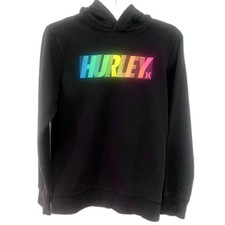 Hurley boys' fleece pullover hoodie, Rainbow Gradient Logo, Size