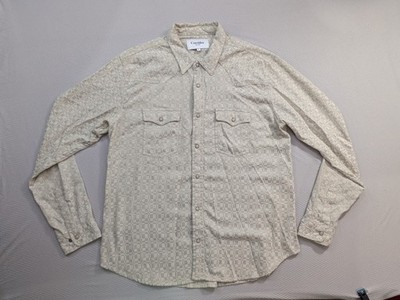 Corridor NYC Textured Pearl Snap Button Down Western Work Shirt Beige Men's XL