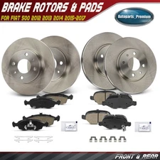 Front & Rear Disc Brake Rotors & Ceramic Brake Pads for Fiat 500 2012-2017 2019