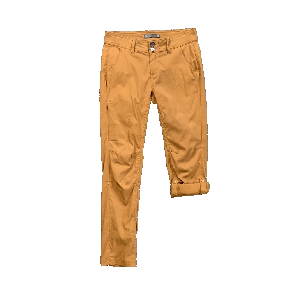 Prana Pants Womens 4 Amber Halle Straight Roll Up Tab Capri Convertible Outdoor