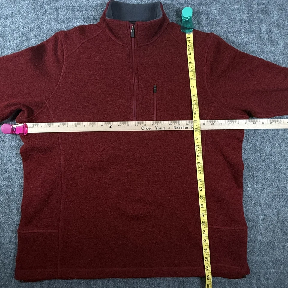 Woolrich Pullover Mens 2XL Red Fleece Sweater Half Zip Outdoor Chest Pocket - Image 3 of 4
