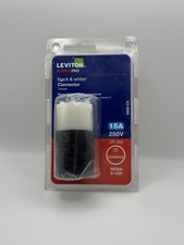 Leviton 15A - 250V NEMA 6-15R Straight Blade Connector  Black  White 5669-CS