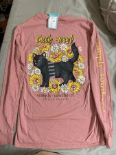 NWT Simply Southern Sz L L/ S Cat “Check MeOwt” 100% Cotton T Shirt