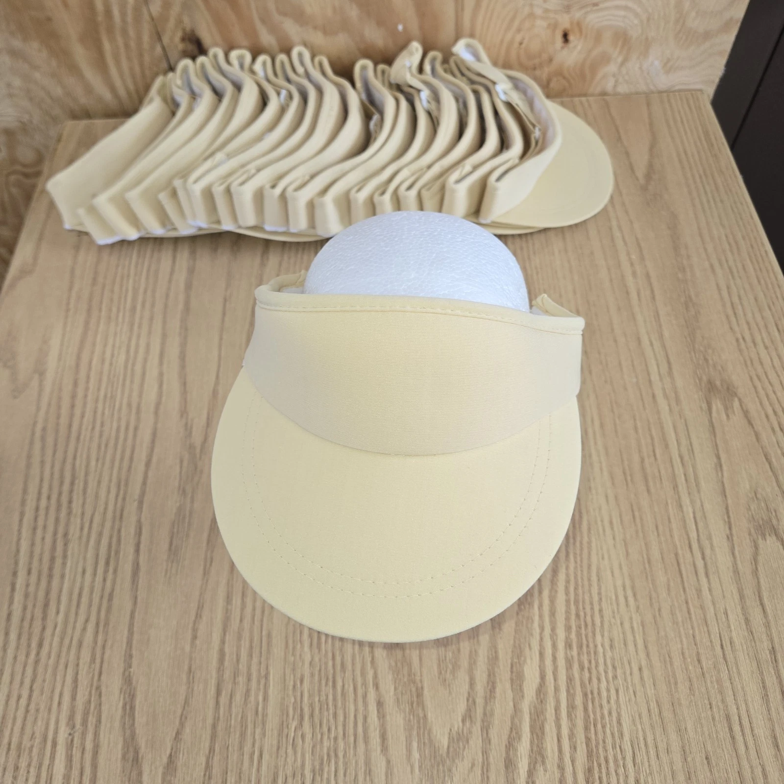 Vintage Blank San Sun Visors Beige Tan Adj Closure NOS