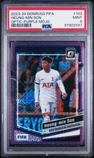 Heung-Min Son 2023-24 Panini Donruss Optic Purple Mojo /25 #103 PSA 9