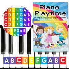 Piano Learning Book and Keyboard Sticker Set for Kids Beginners