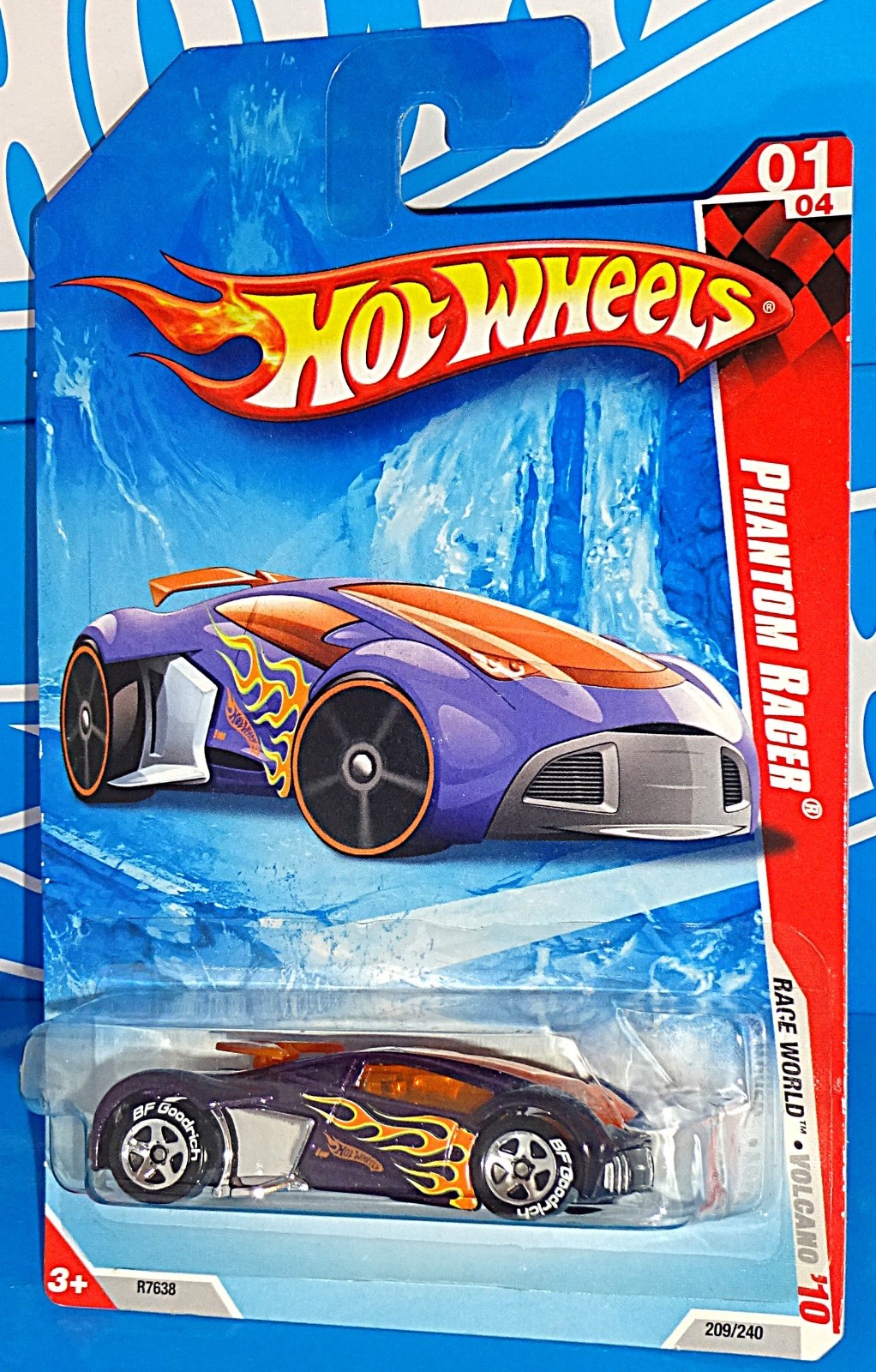 Hot Wheels 2010 Race World Volcano #209 Phantom Racer Dark Purple w/ BFG5SPs