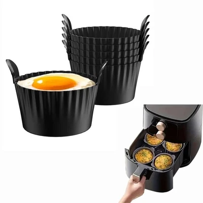 Silicone Air Fryer Egg Poacher Cups – Cupcake Baking Ramekins & Fryer Basket