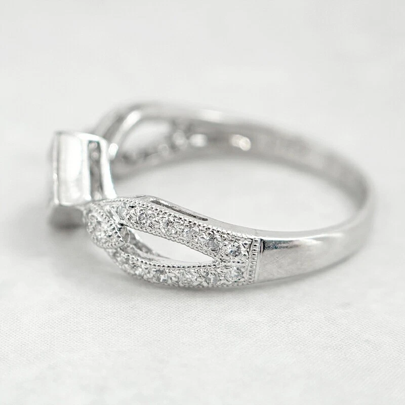 Natural Gray Diamond 0.52ct Ring K18WG 18K Weißgold Princess Cut Milgrain Unis - Bild 2 von 4