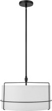 Coastal 2-Light Pendant Light with Off-White Shade  Black Frame
