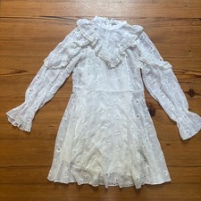 Urban Outfitters white ruffle eyelet cottage long sleeve dress SIZE 4