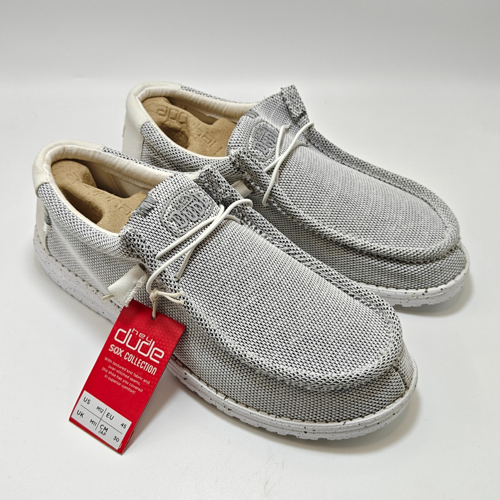 Hey Dude wally sox stone white slip on Men's Sizes US 10-15