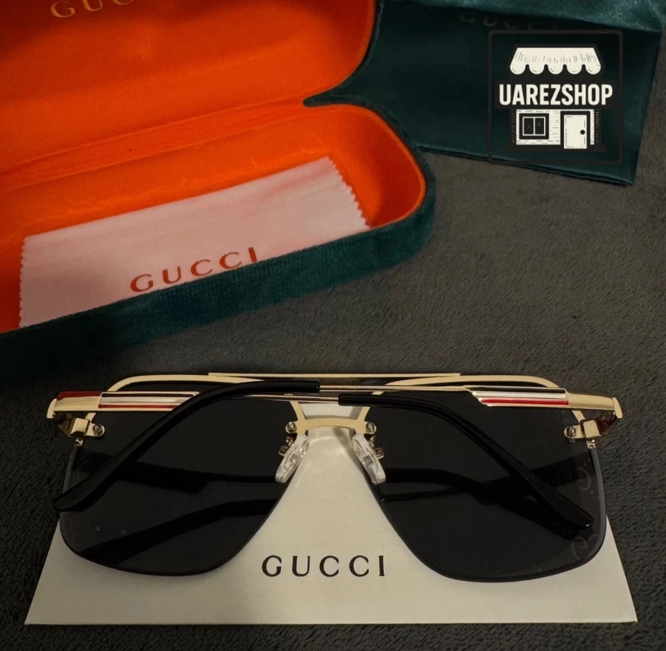 Gucci GG1676S Gold Sunglasses Silver Mirror Monogram Lens 61mm - Image 3 of 4