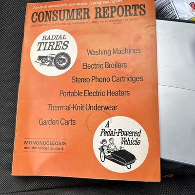 #ad Consumer Reports October 1973 Radial Tires Washing Machines Thermal Underwear $30.00