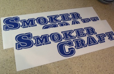 SmokerCraft Vintage Fishing Boat Decal Blue 2-PAK FREE SHIP + FREE Fish Decal!