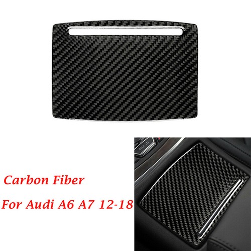 Carbon Black Center Water Cup Holder Panel Cover Trim For Audi A6 A7 2012-2018 - Picture 2 of 9