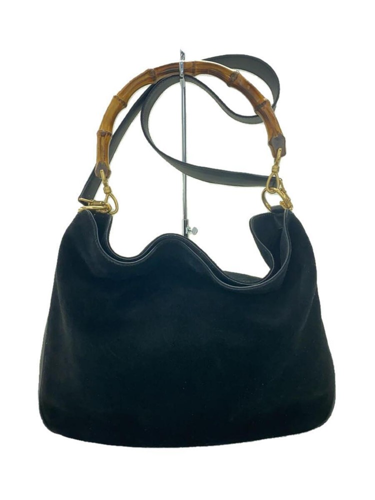 Gucci Bamboo Handbag/Leather/Blk/Plain/Black