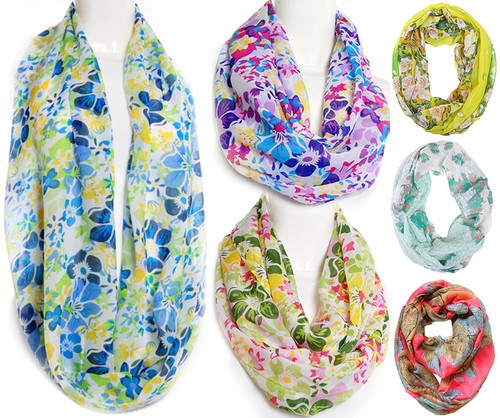 Leichter Infinity Loop Schal mit Blumenmuster Sommer - Bild 1 von 8
