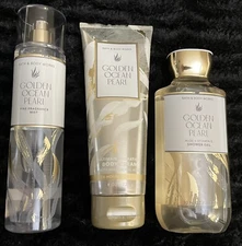 Lot Of 3 - Bath & Body Works GOLDEN OCEAN PEA*L MIST, SHOWER GEL, CREAM