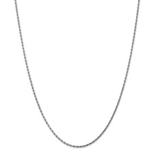 14k White Gold 1.75mm Diamond-Cut Rope Chain Necklace 16 Inch