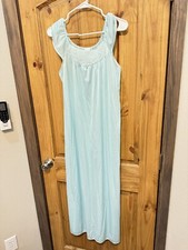 Vintage Katz Women s Cottagecore Mint Green Long Nightgown Lace Floral Size M