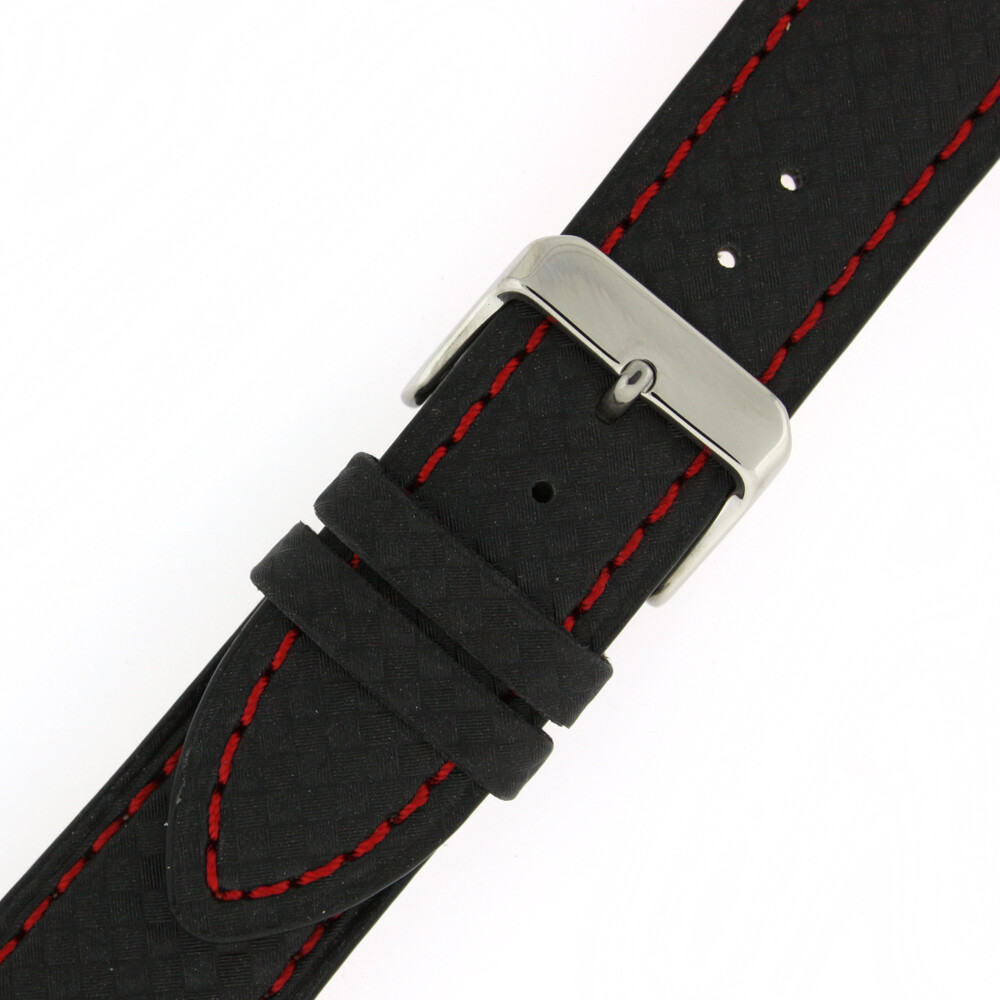 Watch Band for Seiko SNQ097 SNQ099 Red Blue stitch Black Carbon Fiber pattern 