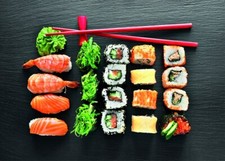 Copri piano cottura fornelli piano induzione in PVC con stampa sushi 53 x 38 cm